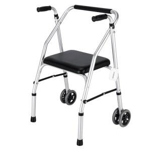 FUSHIDE 스탠다드 워커, 알루미늄 접이식 경량 최대 300파운드의 시트 지지대, 5인치, 2륜 협폭 워커로 조절 가능, 노인 및 장애인용, 블랙, YMX8236XC