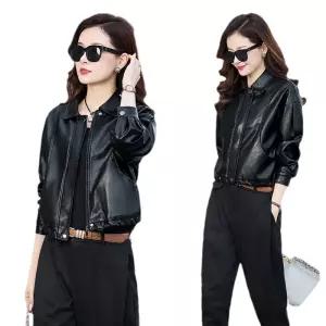 와칸다 여사친 봄 가을 가죽무스탕 숏라이더 PU재킷 코트 가죽 KKE3