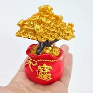 거실 현관 풍수 인테리어 소품 황금 돈나무 미니 복주머니 전통 공예 장식