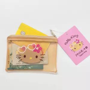 학생 소품 가방 산리오 태닝 키티 PVC 미니 파우치 투명 화장품 수납