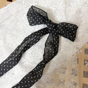 포인트 코디 여성 쁘띠 스카프 슬림 타이 롱 도트 레오파드 2종