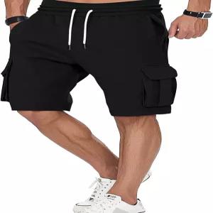 워터왕 남성 카고 스웨트 반바지 캐주얼 드로스트링 탄력 허리 운동 체육관 조거 5포켓