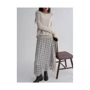 에잇세컨즈 8SECONDS 시어 체크 롱스커트 베이지 1643941