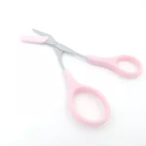 눈썹가위 빗달린 눈썹 숱 정리 미니 미용가위 핑크