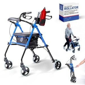 대형 쿠션 시트, 컵 및 휴대폰 홀더 등을 갖춘 Arrigo 프리미엄 롤레이터 워커, 브레이크 지퍼형 스토리지를 4륜 스틸 롤링 u2013 높이 350파운드 용량 조절 가능