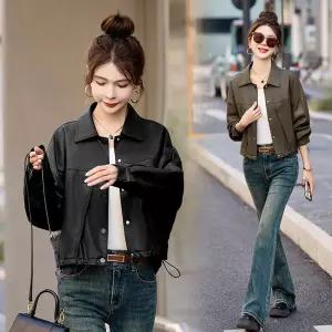 EAMT 여성용 가을 캐주얼 가죽 코트 숏봄 루즈핏 슬림핏 라이더 PU재킷 EUNG1