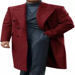 런카티 남성 울 블렌드 캐주얼 트렌치코트 노치 칼라 라펠 롱 재킷 피코트 더블 가슴 클래식 겨울 오버코트