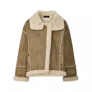 인베스트 내추럴 하이 넥 무스탕 코트_IN5W1CT1611