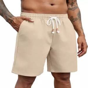 COOFANDY 남성 린넨 반바지 캐주얼 드로스트링 엘라스틱 허리 경량 여름 휴가 해변