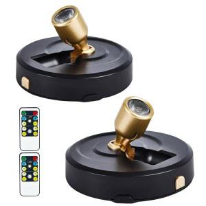 [미국배송] HOFUY 무선 스포트라이트 배터리 작동 원격 탭 클로젯 라이트 LED 퍽 라이트 회전 가능한 헤드가 있는 아트워크 조명에 2팩 스틱으로 벽 입구 복도 지하 장식용