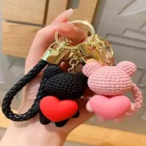 하트 품은 곰돌이 키링 열쇠고리 커플 키홀더 6컬러