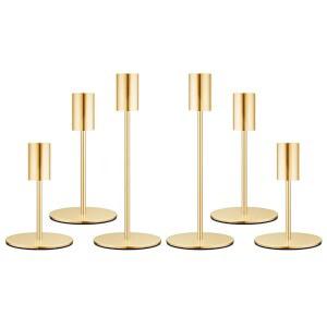 프랑스 금 테이퍼 캔들 홀더 6종 세트 스틱 홀더, 테이블 또는 맨틀 중앙 장식용 장식 결혼식, 식사, 파티 홈 데코