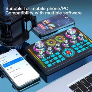라이브 사운드 카드 스튜디오 녹음 블루투스 마이크 믹서, 음성 체인저 스트리밍 팟 캐스트 가라오케 홈