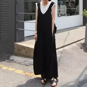 U넥 점프수트 여유핏 시원 와이드 옆뒤 포켓 군살커버 ujO7+6ujC