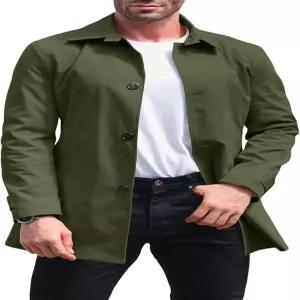 마크롬 남성 트렌치코트 싱글 가슴 캐주얼 스프레드 칼라 윈드브레이크 재킷 롱 클래식 비즈니스 오버코트