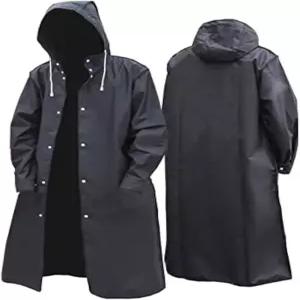 슬리바 남성 블랙 방수 롱 레인코트 후드 트렌치 재킷 야외 하이킹 -유이