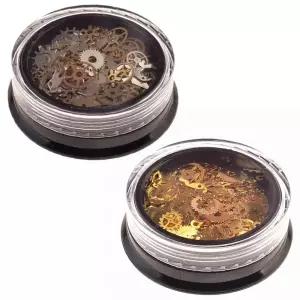 2박스 스팀 펑크 기어 휠 네일 스터드 아트 메탈 초박형 3D 시퀀 스티커 빈티지 DIY 매니큐어 장식 혼합