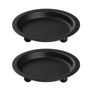 비유틱 블랙 캔들 스틱 홀더 장식, 4.13인치 원형 트레이 2종 세트, 기둥 볼 캔들을 위한 철판 스탠드, 가정용 장식 테이블 센터피스를 금속 포르타 벨라스