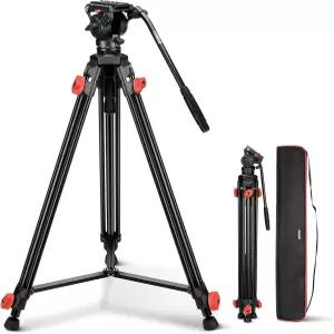 유체 헤드가 있는 NEWER 비디오 삼각대 DSLR 캠코더용 헤비 듀티 알루미늄 컴팩트 휴대용 카메라 스탠드