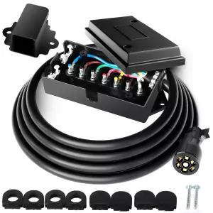Tirol 7 핀 트레일러 배선 하네스 플러그가 장착된 8피트 와이어 및 Rv 캠핑카용 정션 박스 키트 방수 기능