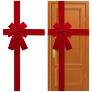 gisgfim 크리스마스 캐비닛 문 리본 큰 빨간 레이스 트리 장식 현관 파티 용품