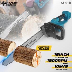 16 인치 2500W 무선 고전력 가정용 전기 체인 톱 휴대용 톱질 플라스틱 금속 정원 절단 도구 18V