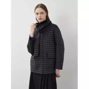 올리비아로렌 멜로자수 머플러 체크 핸드메이드 코트 VOCEA3W9411