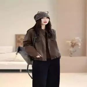 EAMT 여성용 블레이저 코트 차이나 싱글 재킷 가죽 EUNG1