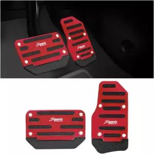 샌드프렌 2PCS 자동차 변속기 페달 커버 키트 자동 미끄럼 방지 차량용 및 브레이크 패드 알루미늄 합금