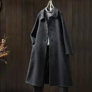 EAMT 가을 여자 모직 하프 캐시미어 싱글 터틀넥 양면 코트 YJ3