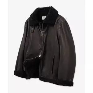 VTWO 8226 빈티지 코팅 레더 울 시어링 무스탕 블랙1087170