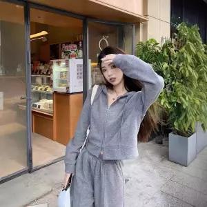 포뇨 바지 캐주얼 투피스 후드 여성트레이닝복 세트 트레이닝 루즈핏 봄가을 패션 와이드 OPH3