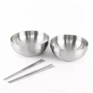 라면기 샤틴 스텐 이중 탕기 +젓가락 19.3cm 2P 2인용세트