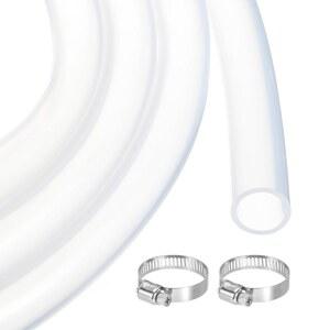 메카닉시티 3피트 투명 실리콘 고무 튜브 3/4인치 ID 플라스틱 유연한 공기 호스, 양조, 와인 제조, 펌프 사이폰, 19mm x 23mm, 2pcs 클램프 포함