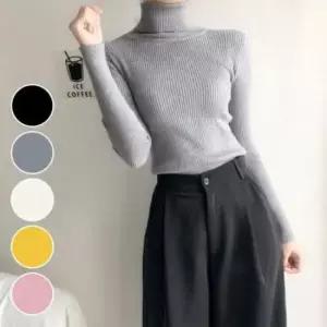[의류] 슬림핏 니트티 여성 목폴라 골지 터틀넥 이너니트