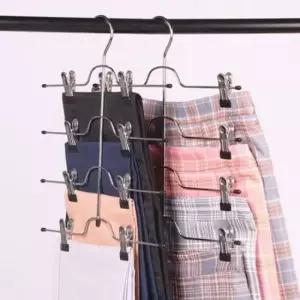 [생활] 스텐 팬츠 집게 바지 걸이 옷 클립 4단