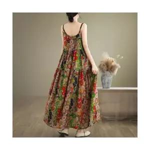 스커트 원피스 여성 면 오버사이즈 나시 프린트 플라워 린넨 91805 CH1