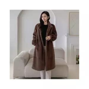 릴룸 고퀄 에코 밍크퍼 하이넥 오버핏 롱코트(JH536)