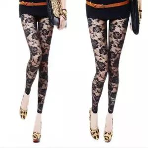 레깅스스타킹 여자 파티 코디 플라워 패턴 장미 레이스
