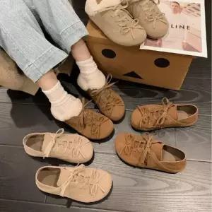 팽블몰 여사친 가을 빈티지 단화 속굽 슈즈 버킨 라운드 투웨이 인두 베이비 플랫 HO3