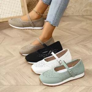 팽블몰 캐주얼 봄 가을 여친 컴포트 빅사이즈 토글 플랫 단화 통굽 라운드 HO3