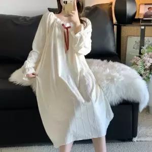 빈티지 나시 파자마 슬립 롱스커트 솔리드 커플용 긴팔 잠옷세트 CH1