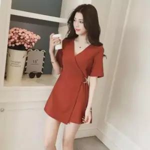 버클원피스 슬림 허리링벨트 랩원피스 원피스 브이넥