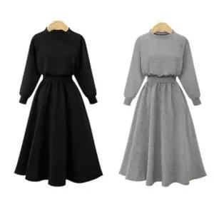 예쁜원피스 허리밴딩 양포켓 여성 데일리 긴팔 캐주얼 롱 원피스