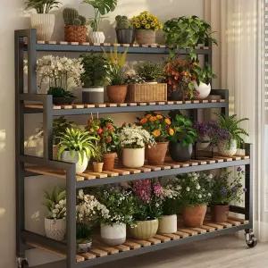 실내 화분대 베란다 식물장 다육이 3단 거치대 프레임 거실