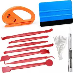 자동차 랩 가장자리 트리밍 스퀴지 비닐 유틸리티 나이프 블레이드가 포함된 도구 키트 윈도우 필름 틴트