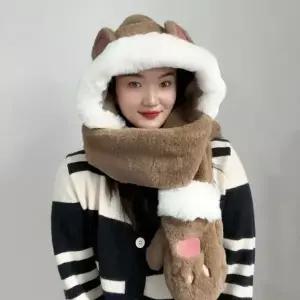 [골드스마일]따순토끼 일체형 후드 머플러 겨울후드형목도리