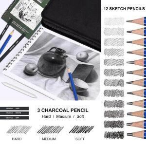 42/73/146팩 드로잉 스케치 세트, 3색 흑연, 목탄 연필 포함, 쉐이딩, 블렌딩에 이상적