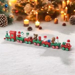 [에이치플러스몰]산타마을 크리스마스 원목 기차 인테리어소품 원목기차 나무기차