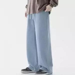 여자조거바지 밴딩 남성 허리 와이드 핏 유행 없는 기본 데님 팬츠